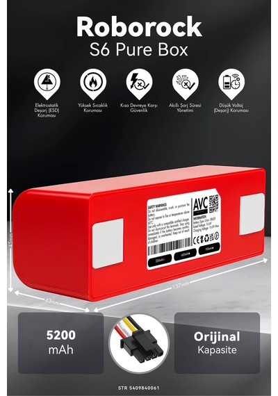 Roborock S6 Pure 5200mah Box Robot Süpürge Bataryası K.k