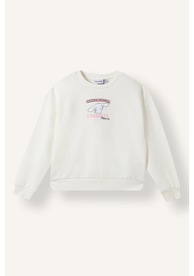 Defacto Cinnamoroll Relax Fıt Bisiklet Yaka Sweatshirt Kız Çocuk I3549a826auer105 Ekru-er105