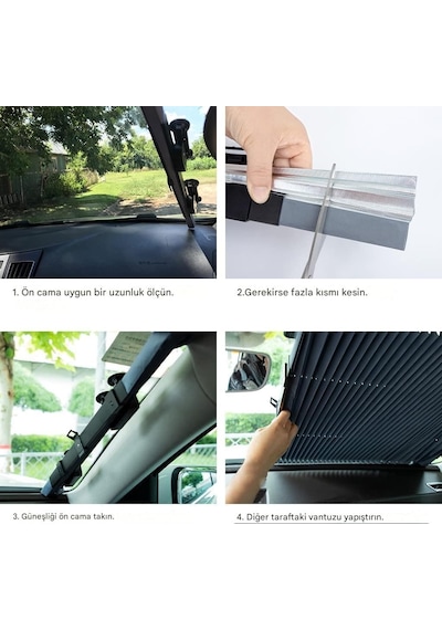 Vantuzlu Araç İçi Güneşlik Perdesi, Akordeon Katlanır Oto Cam Güneşliği, Isı Engelleyici Otomatik Kapanan Araba Yan Ve Arka Cam Perdesi
