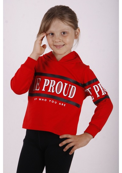 Toontoy Kız Çocuk Be Proud Baskılı Sweatshirt Kırmızı