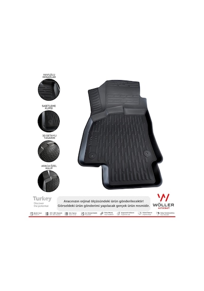 Vw Golf 7.5 7 Paspas 2013 - 2020 Arası 3D Havuzlu Wöller Paspas