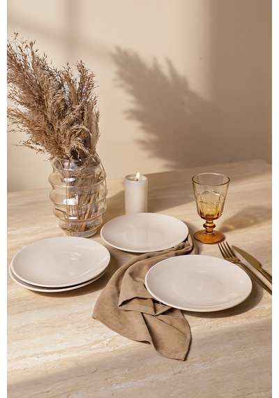 Keramika Krem Ege Pasta Tabağı 20 Cm 4 Adet 036