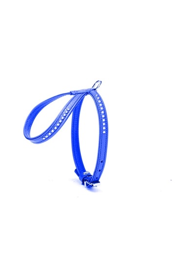 Doggie Flotter Swarovski Taşlı Deri Köpek Göğüs Tasması 1,2 X 29-40 Cm Mavi Çok Renkli