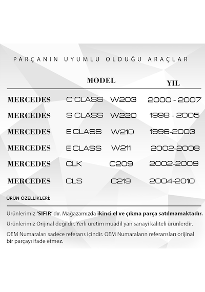 Mercedes E Class W210,w211,s Class,clk,cls İçin Kriko Takozu