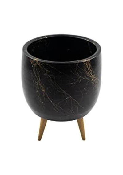 Gold Mermer Efektli 3 Ayaklı Saksı - 19 Cm