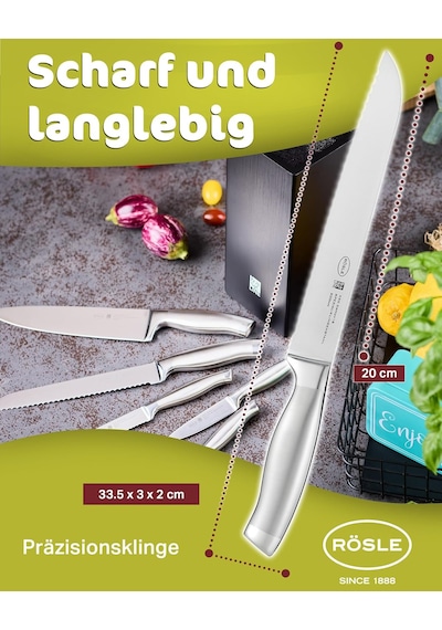 Rösle Basic Line Ekmek Bıçağı 13716-20 Cm Tırtıklı Kenarlı Yüksek Kaliteli Ekmek Kesme Bıçağı, 18/10 Pasla Diğer
