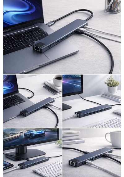 Usb-c Hub 10in1 Hdmı Rj45 Ethernet 100w Pd Usb 3.0 Sd/tf