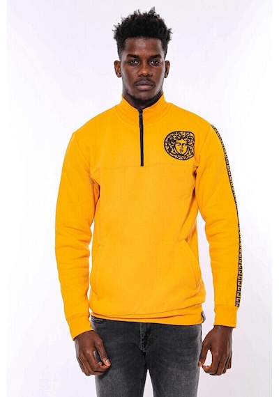 Wessi Sarı Fermuarlı Baskılı Sweatshirt Sarı