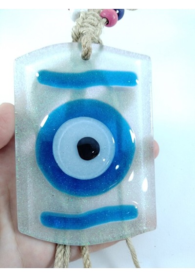 Dikdörtgen Nazar Boncuğu 11 X 7 Cm Özel Tasarım El Yapımı Makrome