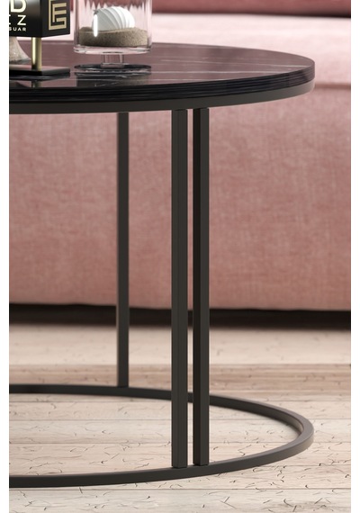 Siyah Orta Sehpa 70 Cm Siyah - Mermer