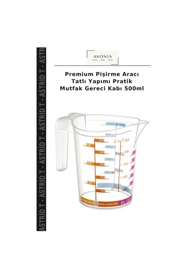 Premium Pişirme Aracı Tatlı Yapımı Pratik Mutfak Gereci Kabı 500ml Şeffaf