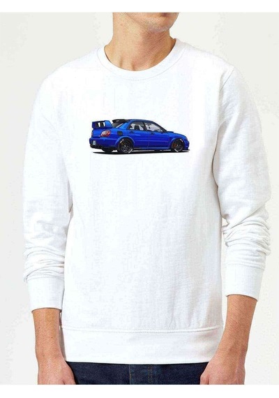 Subaru Baskılı Beyaz Erkek Örme Sweatshirt (528483906)