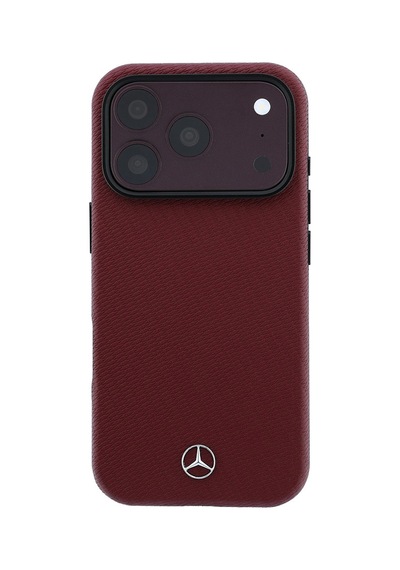 Apple Uyumlu iPhone 18 Pro Max Kılıf Mercedes Benz Lisanslı M-safe Uyumlu 3d Metal Logolu Wrap Wood Kapak Bordo