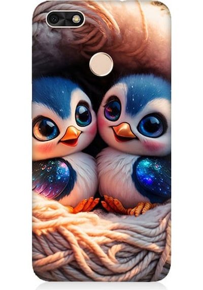 Huawei P9 Lite Mini Uyumlu Yuvalarında Sevimli Penguenler Desenli Silikon Kılıf Çok Renkli