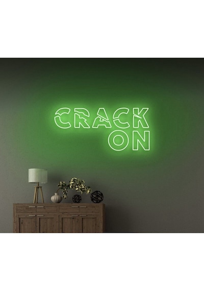 Crack On Yazılı Neon Tabela Yeşil