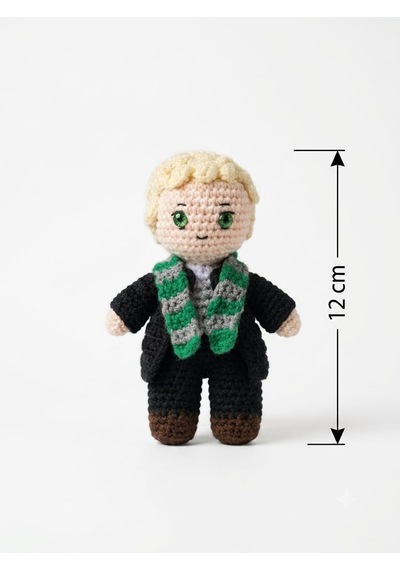 Okulun Cübbeli Sarı Saçlı Büyücü Amigurumi Örgü Oyuncak - Film Karakteri Hediyelik Figür 12 cm