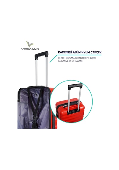 Vegmann Delphin Kırmızı Orta Boy Valiz Kırmızı