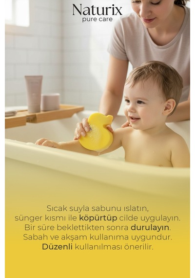 Pudra Kokulu Ördek Görünümlü Süngerli Çocuk Sabunu 130 Gr Çiçekli