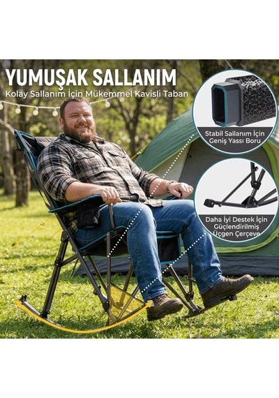 Fundango Cozy Rocking Chair Sallanan Katlanır Kamp Sandalyesi Black Siyah
