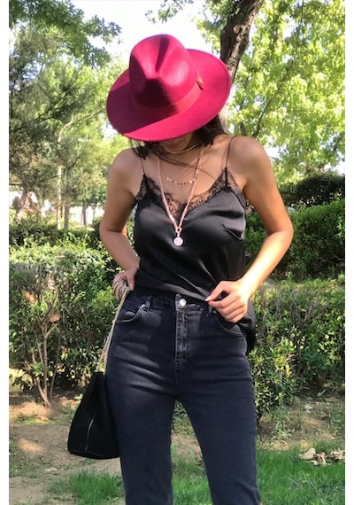 Külah Bordo Fötr Şapka Bordo-Standart