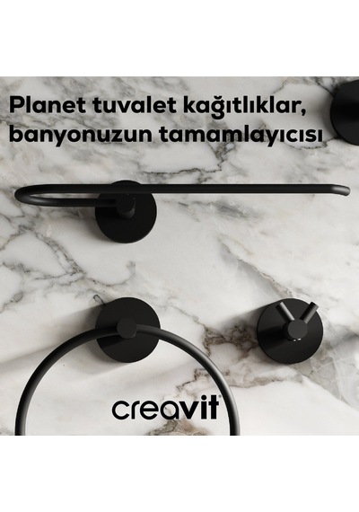 Creavit PL18807-S Planet Tekli Tuvalet Kağıtlığı Mat Siyah