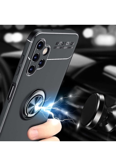 Samsung Uyumlu Galaxy A13 4G Kılıf Yüzüklü Magnetli Ravel Case Kapak