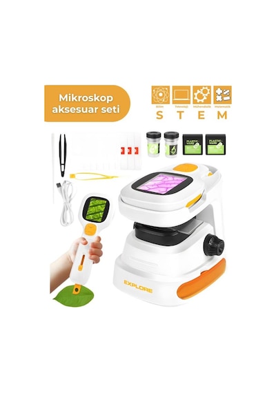 Temel 2si 1 Arada Dijital Mikroskop Seti 40x 1000x Yakınlaştırmalı, Hd Ekranlı Stem Kiti