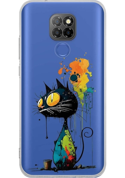 General Mobile Gm 20 İle Uyumlu Splash Kedi Tasarımlı Şeffaf Silikon Kılıf 051e