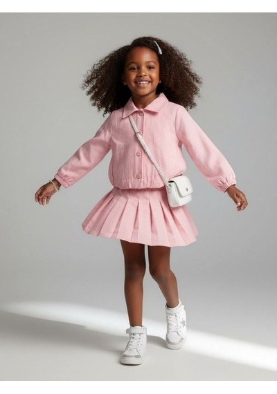 Zekids Kız Çocuk Tasarım Ceket-17171 Pembe