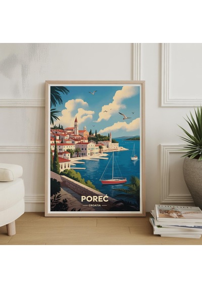 Porec Hırvatistan Seyahat Posteri Vintage Sahil Duvar Sanatı İstria Sanat Baskısı