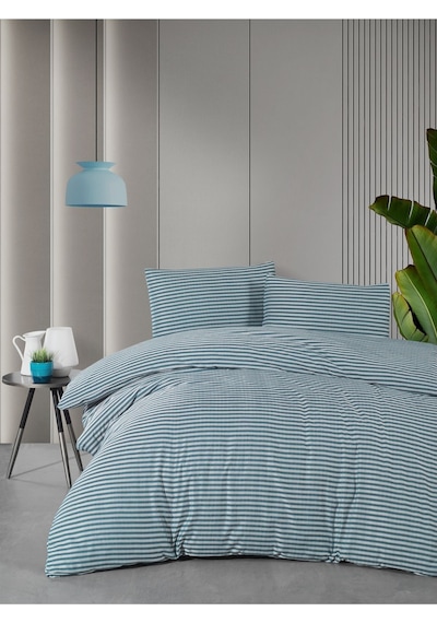 Mystory Home Lastikli Çarşaflı Çift Kişilik Nevresim Takımı Saten Yeşil