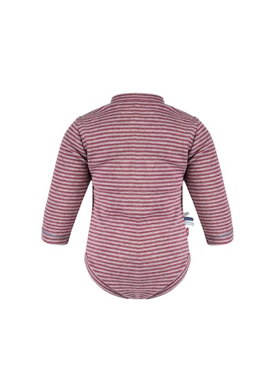 Organicera Organik Uzun Kollu Kimono Bebek Body, Çizgili , Bordeaux Melange Bordo