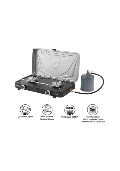Outwell Mauna Duo Stove İkili Kamp & Karavan Ocağı Gri