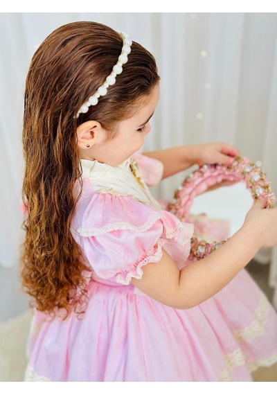 H L Y Karol Tasarım Pembe Krem Vintage Kız Bebek Elbisesi,doğum Günü,fotoğraf Çekim Elbise,0-12 Yaş Uygun Pembe