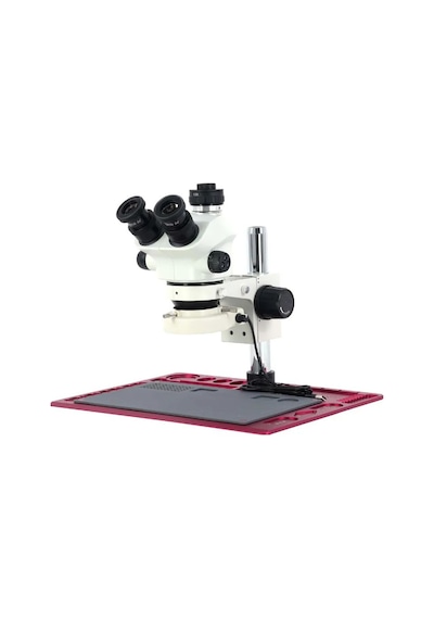 Mikroskop Zs 7050p Trinoküler Mikroskop Seti - 7x-50x Zoom, 0.5x Ctv Alüminyum Pedli Kırmızı Tabla Set