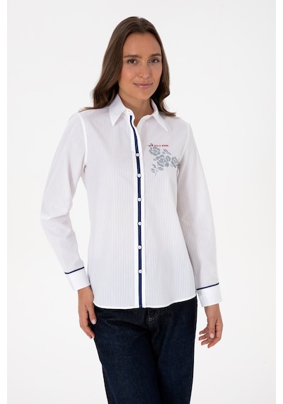 U.s. Polo Assn. Kadın Beyaz Gömlek Desenli 50316397-vr013 Beyaz