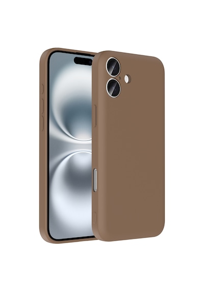Apple Uyumlu iPhone 16 Plus Kılıf Kamera Korumalı Kartlık Hazneli Zore Vitra Kapak Kahverengi