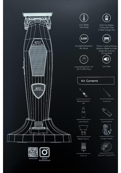 Jrl Diamante Standlı Saç Çizim Ve Sakal Makinesi 8200 Rpm Turuncu