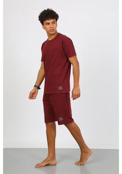 Akbeniz Erkek Pamuk Lakost Alt Üst Kaprili Pijama Takım Bordo 6872 Bordo