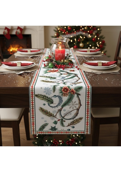 Yılbaşı Temalı Dijital Baskılı Runner Örtüsü Christmas 40x140 Cm Yılbası6
