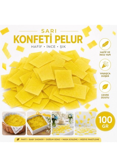 Sarı Konfeti Pelur 100 Gr, Parti, Düğün Süsü, Masa Süsleme Ve Hed Tüm Yaşlar