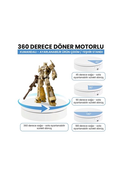 Upway 360 Dönebilen Kumandalı 3 İn 1 Ürün Teşhir Ve Çekim Standı 23 Cm Tabla Akıllı Salınım Modu