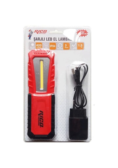 Rıco El Feneri-çalışma Lambası Ledli 420 Lümen Mıknatıslı Askılı Şarjlı