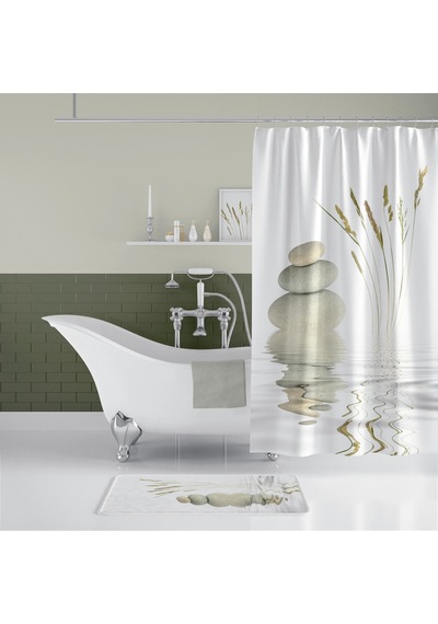 Zethome Stone And Reed Banyo Paspas Ve Tek Kanat Duş Perdesi 1x18 Çok Renkli