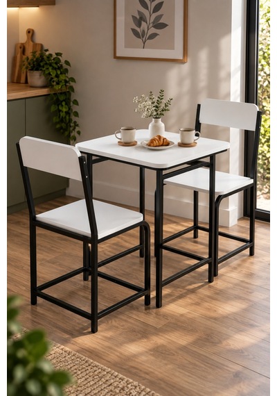 Sulorahome Mutfak Masası Ve 2 Sandalye Takımı Suntalam Beyaz 72x52