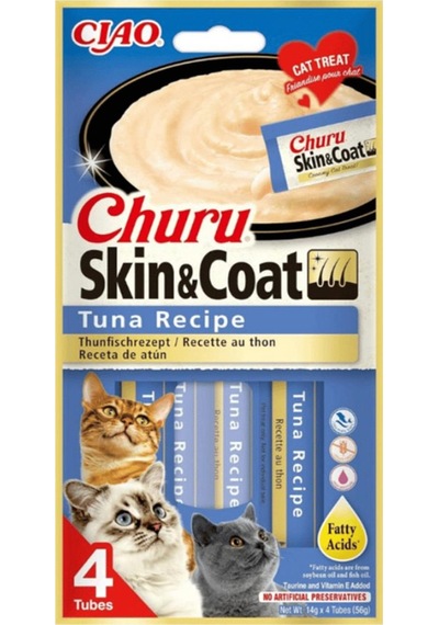 Ciao Churu Cream Cilt ve Tüy  Ton Balıklı Sıvı Kedi Ödül Maması 14 G 4'lü