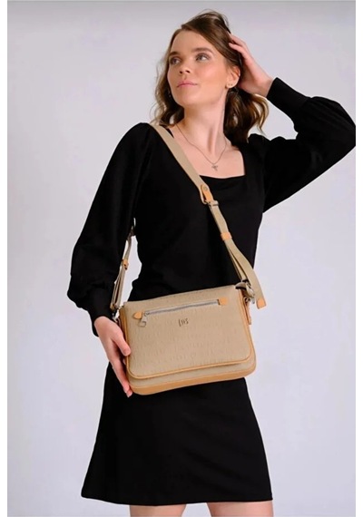 Just Polo Orijinal Kadın 3 Bölmeli Lüks Omuz Çantası Shopper Kum - Taba
