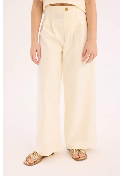 DeFacto Kız Çocuk 2'li Takım Kolsuz Bluz Geniş Bol Paça Pantolon D9487A825SMER235 Ekru DeFacto Kız Çocuk 2'li Takım Kolsuz Bluz Geniş Bol Paça Pantolon D9487A825SMER235 Ekru