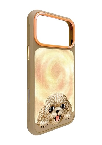 Desert İphone 18 Pro Uyumlu Magsafe Kılıf Gerçek Nakış İşlemeli, Takip Eden Gözlü Köpek