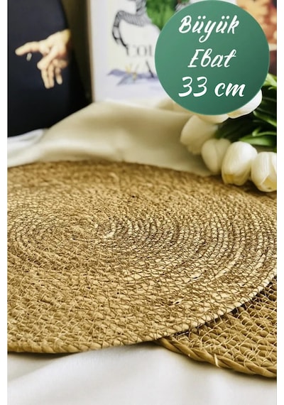 Yunusoğlu Home Hasır Jüt Supla 6'lı Set Amerikan Servis 33 Cm Çap Supla 6'lı Hasır
